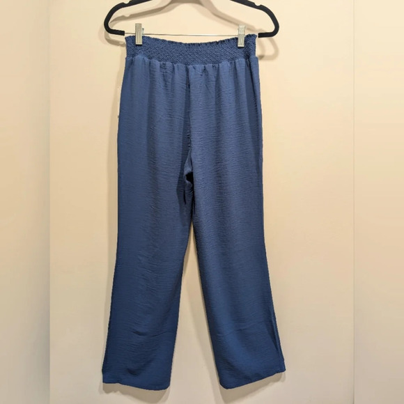 Blue Smocked Waist Straight Leg Pants - Picture 2 of 4